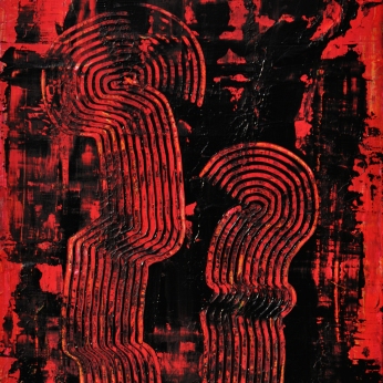 Figurenpaar in Rot, 80 x 60 cm